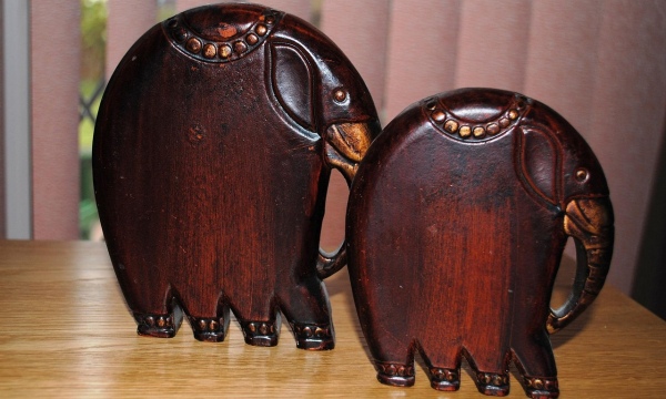 Carved Wooden Elephant Sculpture
